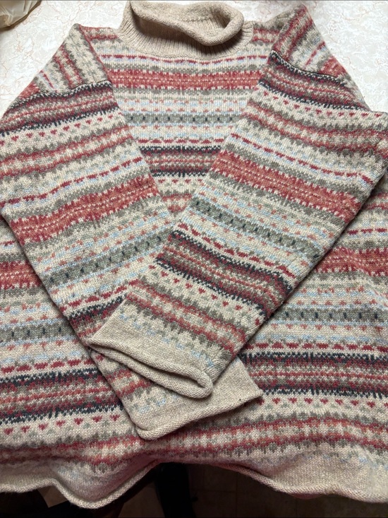 Forenza Sweaters - Forenza Fair Isle Cowl Neck Sweater in Beige, Red, Blue and Gray